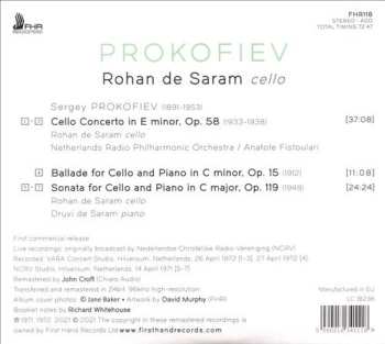 CD Sergei Prokofiev: Cello Concerto, Op. 58 • Ballade, Op. 15 • Cello Sonata, Op. 119