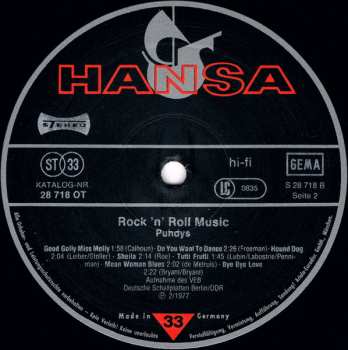 LP Puhdys: Puhdys 2: Rock'N'Roll Music