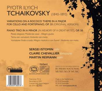 CD Pyotr Ilyich Tchaikovsky: Piano Trio, Op. 50; Variations On A Rococo Theme, Op. 33