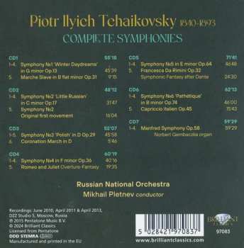 7CD/Dobozkészlet Pyotr Ilyich Tchaikovsky: Complete Symphonies