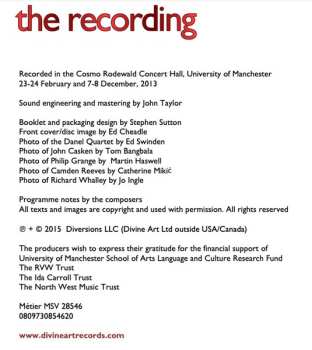 CD Quatuor Danel: New Sounds From Manchester