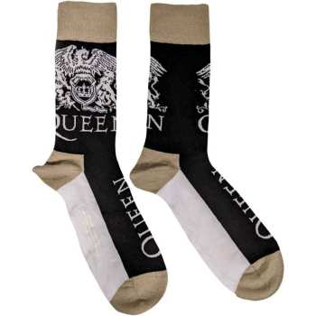 Merch Queen: Queen Unisex Ankle Socks: Crest & Logo (black) (uk Size 4 - 7) 36 - 42
