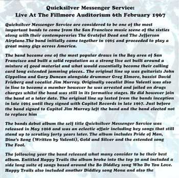 CD Quicksilver Messenger Service: Live At The Filmore Auditorium, San Francisco, 6th February 1967