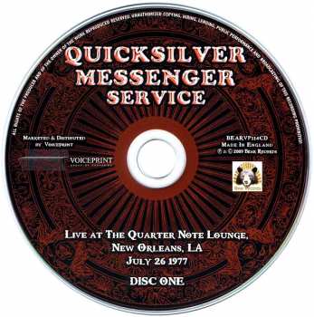 2CD Quicksilver Messenger Service: Live At The Quarter Note Lounge, New Orleans, LA, July 26 1977