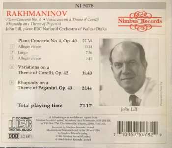 CD Sergei Vasilyevich Rachmaninoff:  Piano Concerto No.4 • Variations On A Theme Of Corelli • Rhapsody On A Theme Of Paganini