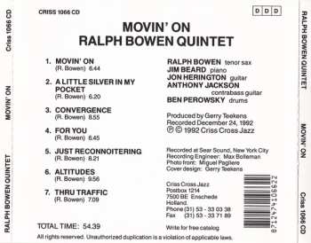 CD Ralph Bowen Quintet: Movin' On