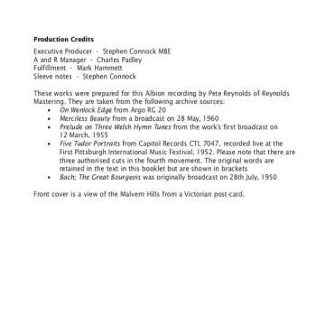 2CD Ralph Vaughan Williams: Albion Archive Recordings Of Ralph Vaughan Williams