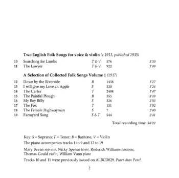 CD Ralph Vaughan Williams: Folk Songs Volume 2