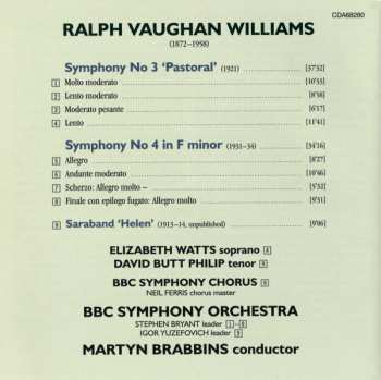 CD Ralph Vaughan Williams: Symphony No 3 'Pastoral' / Symphony No 4 / Saraband 'Helen'
