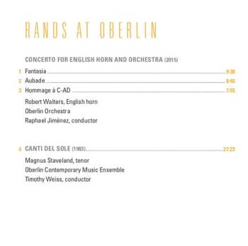 CD Magnus Staveland: Rands At Oberlin: Concerto For English Horn / Canti Del Sole
