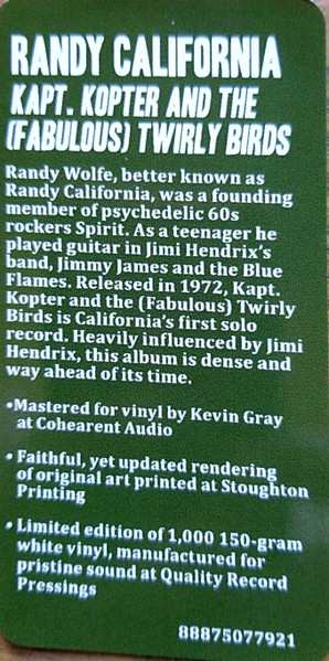 LP Randy California: Kapt. Kopter And The (Fabulous) Twirly Birds CLR | LTD
