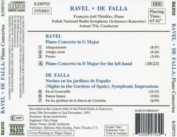 CD Manuel de Falla: Piano Concertos: G Major • D Major (For The Left Hand) / Nights In The Gardens Of Spain