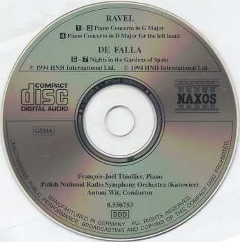 CD Manuel de Falla: Piano Concertos: G Major • D Major (For The Left Hand) / Nights In The Gardens Of Spain