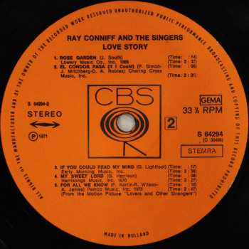 LP Ray Conniff And The Singers: Love Story