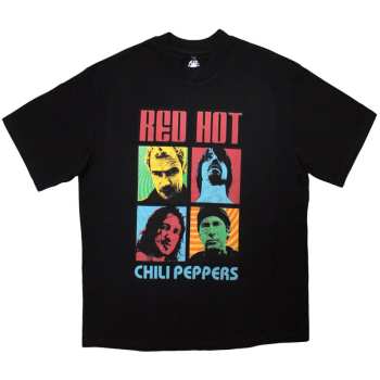 Merch Red Hot Chili Peppers: Red Hot Chili Peppers Unisex Oversized Boxy T-shirt: Portrait Photos (black) (small) S