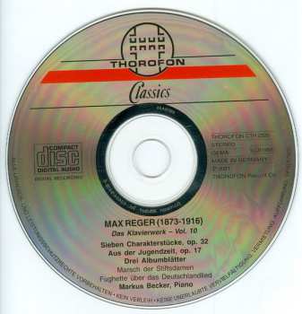 CD Max Reger: Das Klavierwerk Vol. 10