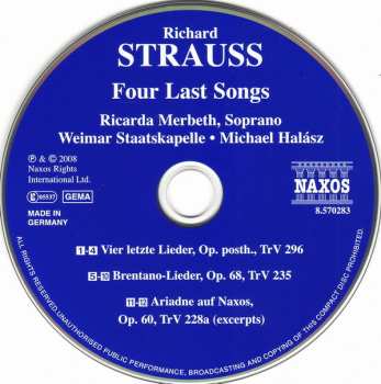 CD Richard Strauss: Four Last Songs · Brentano-Lieder
