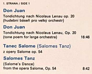 LP The Czech Philharmonic Orchestra: Till Eulenspiegel / Don Juan / Salomes Tanz / Rosenkavalier-Walzer