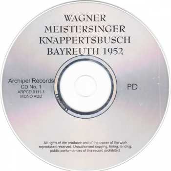 4CD Richard Wagner: Die Meistersinger von Nürnberg, Bayreuth 1952