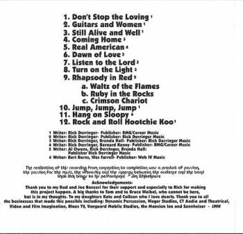 CD Rick Derringer: Live At Cheney Hall