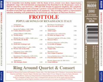 CD Ring Around Quartet & Consort: Frottole - Popular Songs of Renaissance Italy