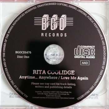 2CD Rita Coolidge: Anytime... Anywhere / Love Me again / Satisfied / Heartbreak Radio