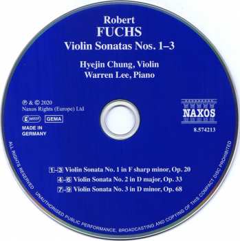 CD Robert Fuchs: Violin Sonatas Nos. 1–3