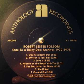 LP Robert Lester Folsom: Ode To A Rainy Day Archives 1972-19