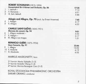 CD Robert Schumann: Konzertstück For Four Horns And Orchestra Adagio And Allegro, Morceau De Concert, Horn Concerto