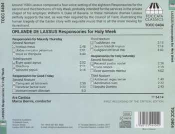 CD Roland de Lassus: Responsories For Holy Week