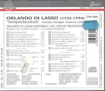CD Roland de Lassus: »Viersprachendruck« (Motetten • Madrigale • Chansons • Lieder)