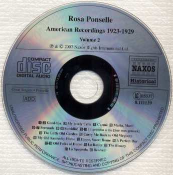 CD Rosa Ponselle: American Recordings 1923 - 1929, Volume 2