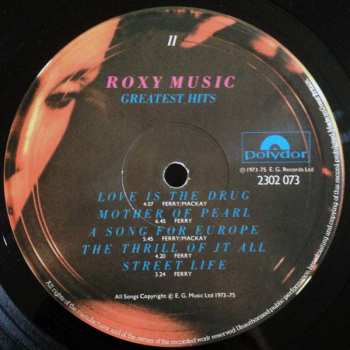LP Roxy Music: Greatest Hits