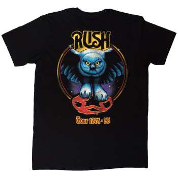 Merch Rush: Rush Unisex T-shirt: Tour '74-'75 (black) (back Print) (small) S