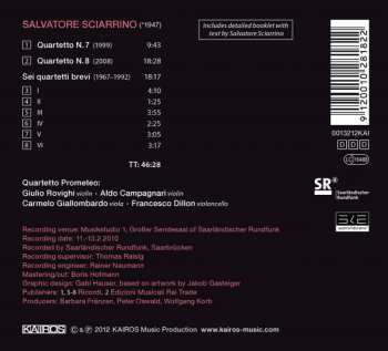 CD Salvatore Sciarrino: Quartetto N.7 · Quartetto N.8 · Sei Quartetti Brevi