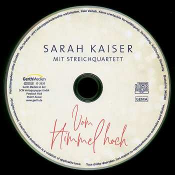 CD Sarah Kaiser Mit Streichquartett: Vom Himmel Hoch