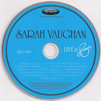 2CD Sarah Vaughan: Live At Rosy's