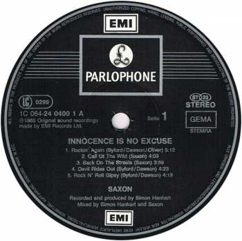 LP Saxon: Innocence Is No Excuse