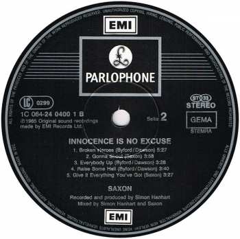 LP Saxon: Innocence Is No Excuse