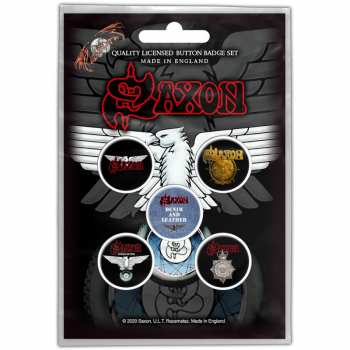 Merch Saxon: Kitűző készlet Wheels Of Steel
