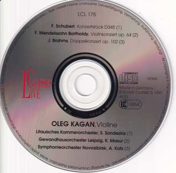 CD Johannes Brahms: Konzertstück D345 / Violinkonzert Op. 64 / Doppelkonzert Op. 102