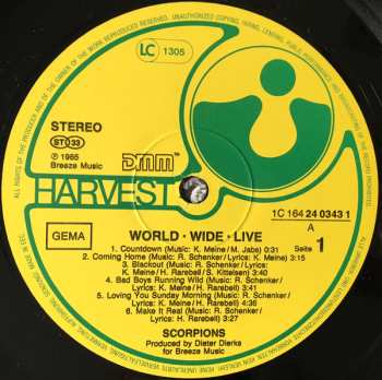 2LP Scorpions: World Wide Live