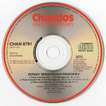 CD Sergei Prokofiev: Piano Concertos No. 1 In D Flat Op. 10; No 4 In B Flat Op. 53; No. 5 In G Op. 55