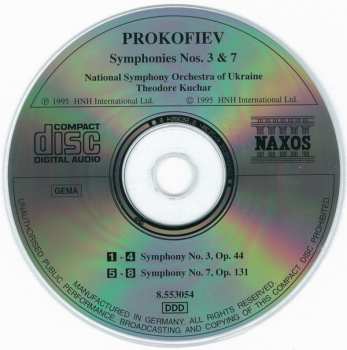 CD Sergei Prokofiev: Symphonies Nos. 3 And 7