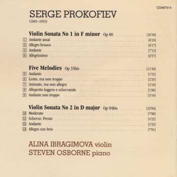 CD Sergei Prokofiev: Violin Sonatas - Five Melodies