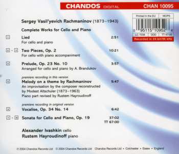 CD Sergei Vasilyevich Rachmaninoff: Complete Works For Cello and Piano
