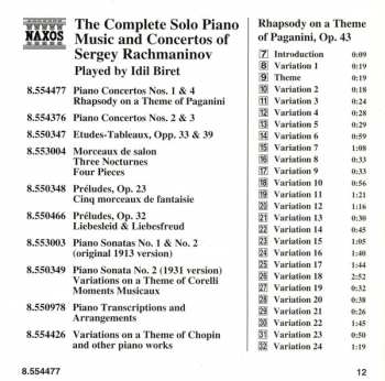 CD Sergei Vasilyevich Rachmaninoff: Piano Concertos Nos 1 And 4, Rhapsody On A Theme Of Paganini