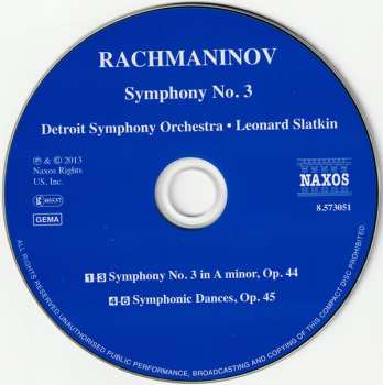 CD Sergei Vasilyevich Rachmaninoff: Symphony No. 3 In A Minor, Op. 44 / Symphonic Dances, Op. 45
