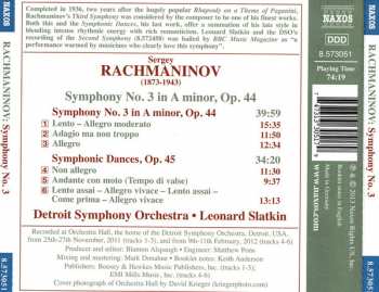 CD Sergei Vasilyevich Rachmaninoff: Symphony No. 3 In A Minor, Op. 44 / Symphonic Dances, Op. 45