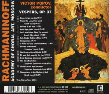 CD Sergei Vasilyevich Rachmaninoff: Vespers, Op. 37